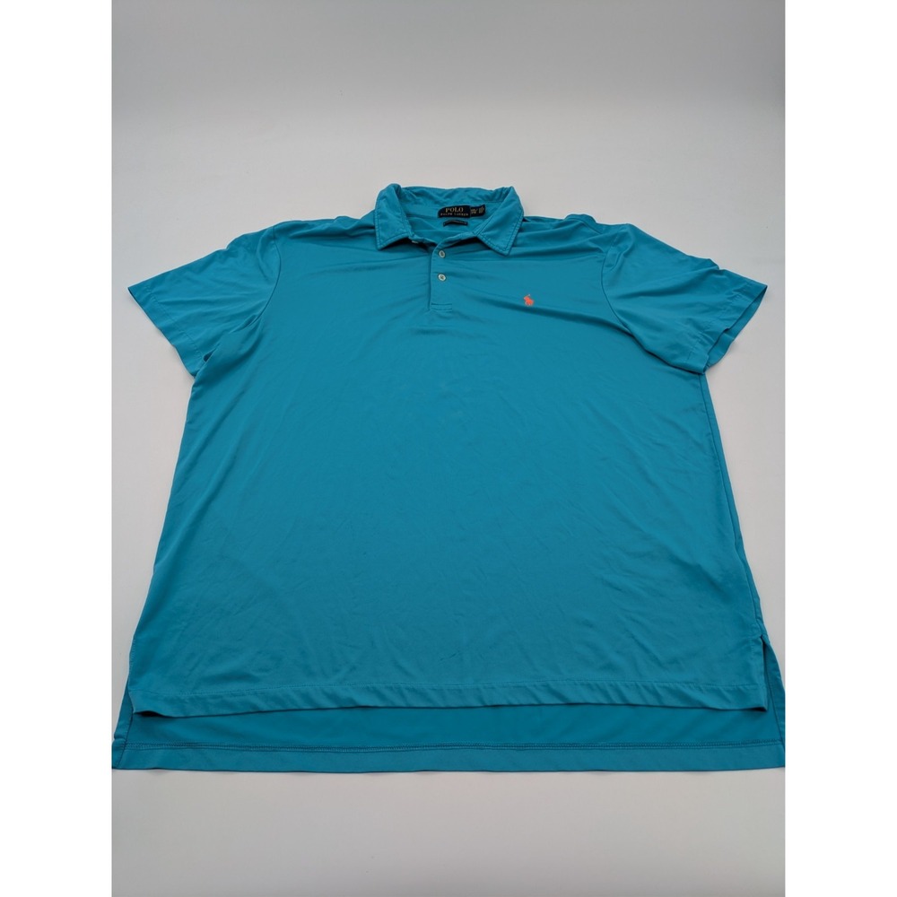 Polo Ralph Lauren Polo Shirt Mens XXL Blue Teal Performance Golf‎ Stretch Preppy